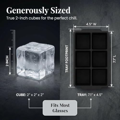 Large Silicone Ice Cube Tray (Black / 2-Pack)