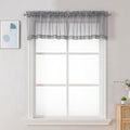 Charcoal Grey Sheer Valance for Windows (Charcoal Grey / 42"W x 12"L (Pack of 2))