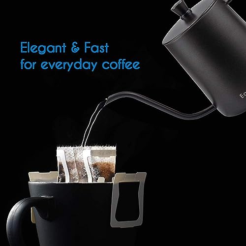 Gage Gooseneck Pour Over Coffee Kettle 20 oz Stainless Steel Hand Drip Coffee Pot with Long Narrow Spout (Black)
