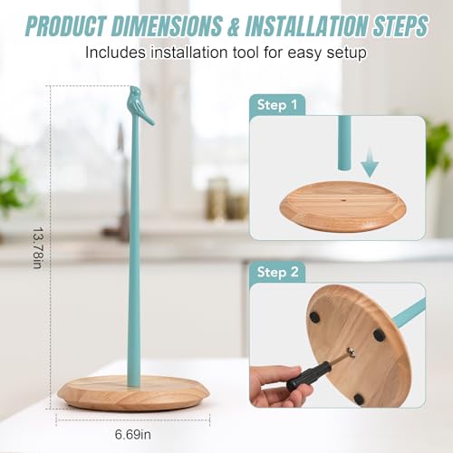 Wooden Paper Towel Holder countertop (Blue)