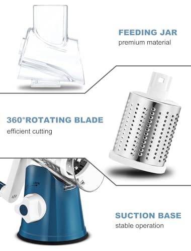 Cheese Grater Hand Crank (Blue / 3 Blades)