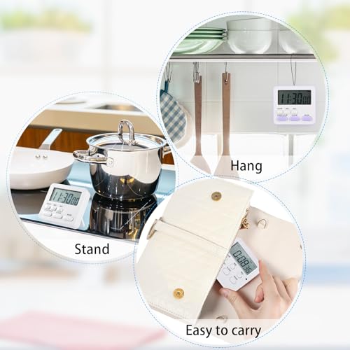 12 Pcs Digital Kitchen Magnetic Timer Bulk Classroom Count up Countdown Egg Timer Cute Desk Stopwatch for Back to School Teacher Kids Cooking Office (Classic Style / Pastel Colors)