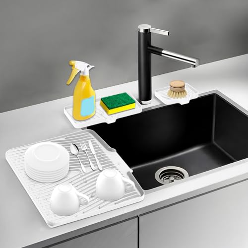 Silicone Dish Drying Mat for Kitchen counter (lvory-Set / 19.7" x 17")