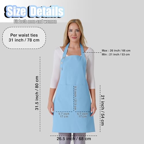 Kitchen Apron for Women & Men Waterdrop Resistant (1 Pack - Light Blue)
