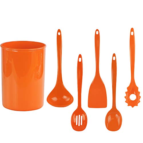 6 Piece Kitchen Utensil Holder for Kitchen Counter (Utensil Holder Set / Orange)