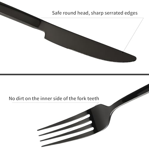 Flatware Set Black Cuboid Handle 20 Pieces Service for 4 (Black / 20 Pcs)