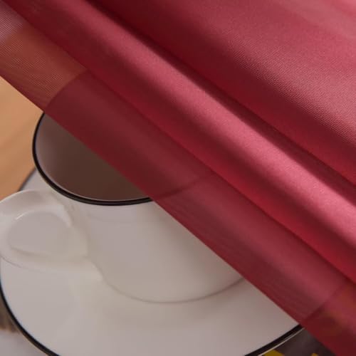 Burgundy Sheer Curtains 4 Panels Rod Pocket Semi (Burgundy / 52"W x 72"L (Pack of 4))