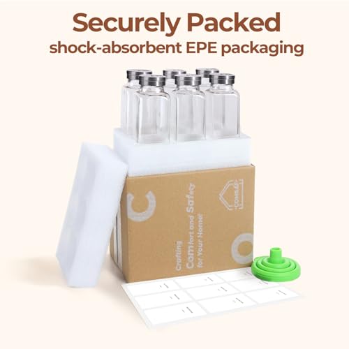 Glass Spice Jars with Shaker Lids 8 oz 6 Pack Square (8 fl oz x 6 - Shaker Lids)