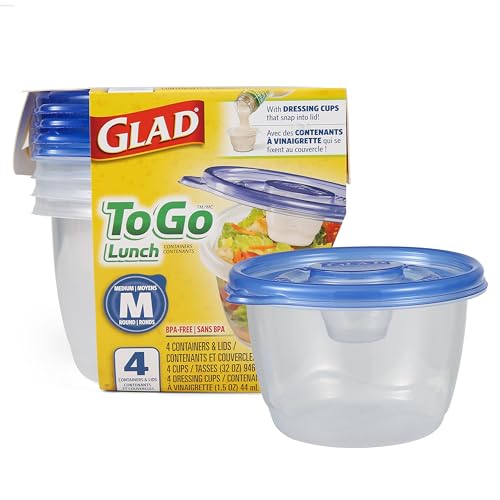 GladWare To Go Lunch Containers with Dressing Cup (4 Count (Pack of 1))