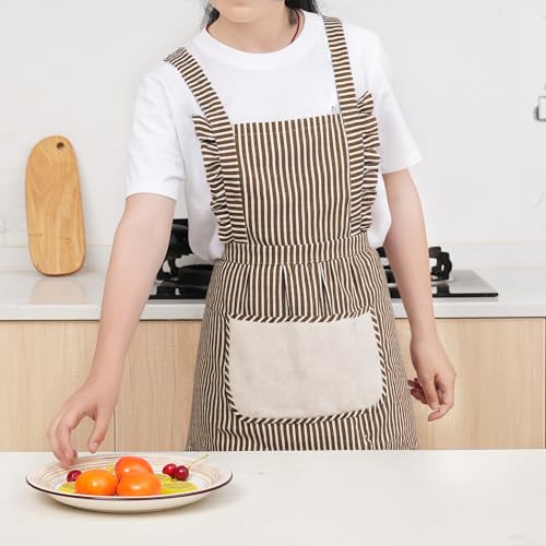 Cute Cotton Apron for Women (Medium / Brown)