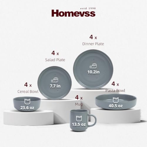 HomeVSS 20 Piece Dinnerware Set (Service for 4 - 20pc Set / Matte Grey)
