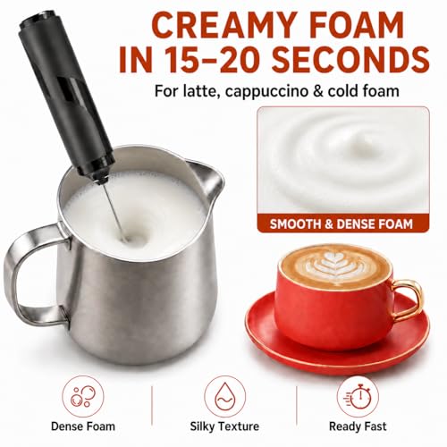 Portable Milk Frother Handheld (Glossy Black)