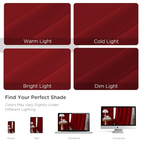 Red Blackout Curtains 54 inch Length 2 Panels Set (Red / 52"W x 54"L (Pack of 2))