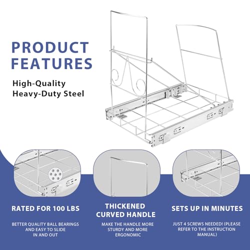 Pull Out Trash Can Under Cabinet for 7 (Silver01)
