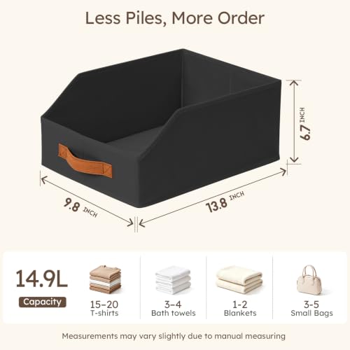 Fabric Storage Bins for Organizing (Black / 8 Pack)