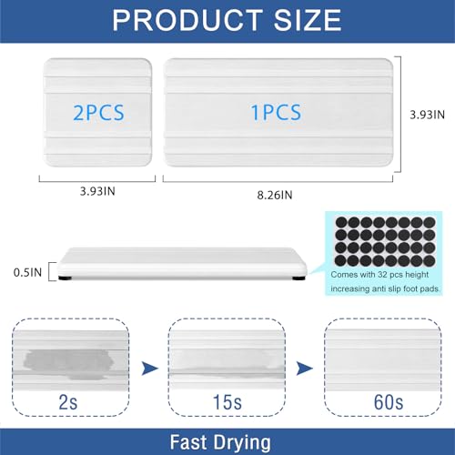 3PCS Water Absorbing Stone Tray (1pcs 21×10cm + 2pcs 10×10cm White Stripe)
