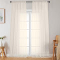 Extra Long Sheer Cream Curtains for Bedroom Living Room 108 Inches Long 2 Panels Set (Cream / 42"W x 108"L (Pack of 2))