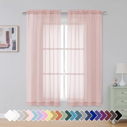 Blush Sheer Curtains 63 Inch Length 2 Panels (Blush / 42"W x 63"L (Pack of 2))