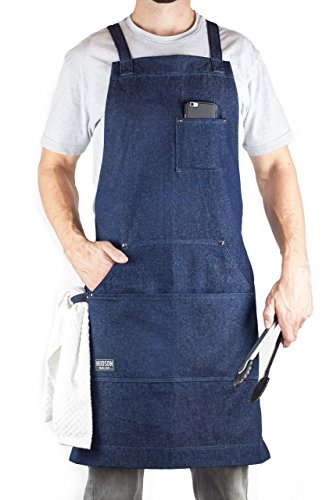 Professional Grade Chef Apron for Kitchen (Blue Denim)
