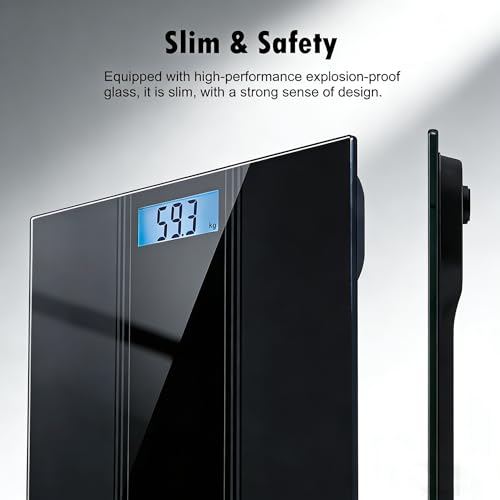 Scale for Body Weight Digital Bathroom Scale Large Size Black (Smog Black)