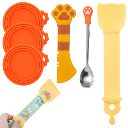 6 PCS Cat Food Can Covers Set (Orange)