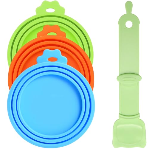 Universal Pet Food Can Lids (Green/Blue/Orange Lids&Green Feeder)