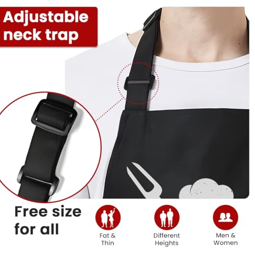Mens Aprons with Pockets BBQ Master Funny Apron for Grilling Cooking Birthday Christmas (Dad 4)