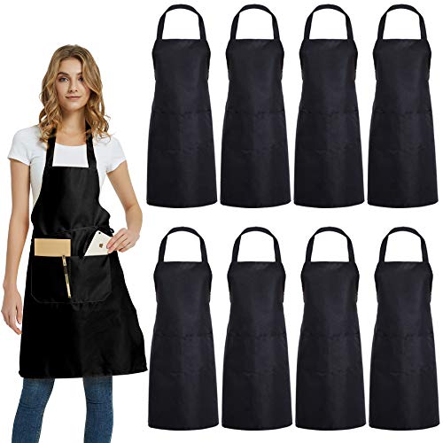 8 Pack Bib Aprons Bulk (Black)