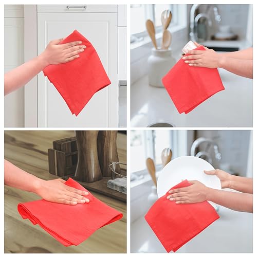 Kitchen Towels Cotton Dish Towels 27”x27” (27" x 27" (Set of 8) / 061 Red)
