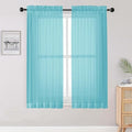 Sheer Aqua Curtains for Bedroom Living Room 63 Inch Length 2 Panels Set (Aqua / 42"W x 63"L (Pack of 2))