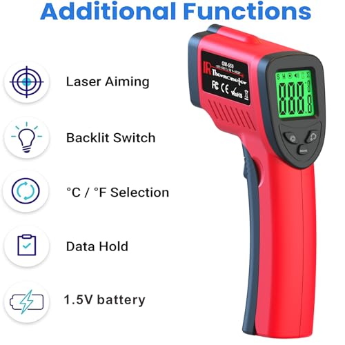 Infrared Thermometer Gun (Red)