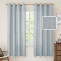 Light Filtering 72 inch Long Linen Curtains for Living Room 2 Panels (52"W x 72"L (Pack of 2) / Silver Grommet-haze Blue)