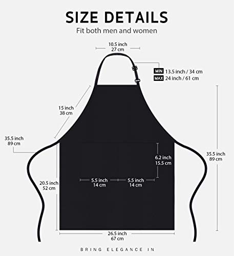 12 Pack Apron with 2 Pockets Aprons for Men Women (Black)