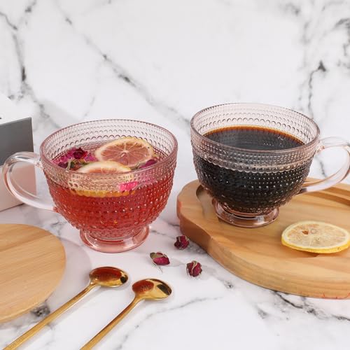 Pink Vintage Latte Mugs Set of 2 (Pink)