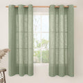 Linen Curtains 63 Inches Long for Bedroom 2 Panels (34"W x 63"L (Pack of 2) / Sage Green)