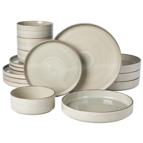 Stellar 16 Piece Dinnerware Set with Pasta Bowls (Matcha Green / Service for 4 (Include Pasta Bowls))
