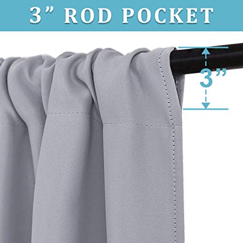 Short Blackout Curtains for Bedroom (Silver Grey / 34"W x 48"L (Pack of 2))