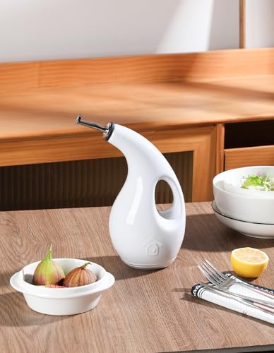Sweejar Ceramic Olive Oil Dispenser Bottle (White / 24 Oz(Hollowed))