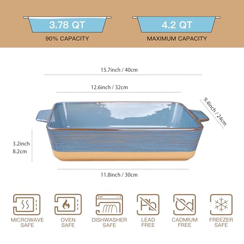 Casserole Dish for Oven (Khaki & Blue)