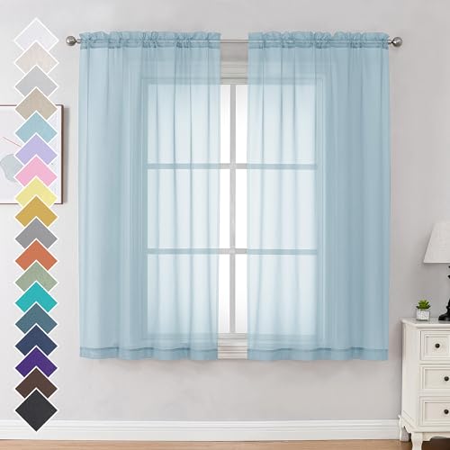 Sky Blue Sheer Curtains 63 Inches Long 2 Panels (Sky Blue / 42"W x 63"L (Pack of 2))