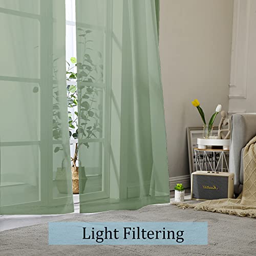 Sage Green Sheer Curtains 96 Inches Long 2 Panels Set (Sage Green / 42"W x 96"L (Pack of 2))