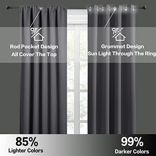Short Blackout Curtains for Bedroom (Grey / 34"W x 48"L (Pack of 2))