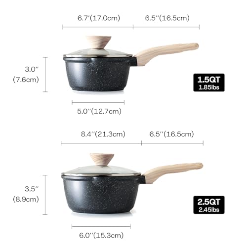 Sauce Pan Set with Lid (Black / 1.5QT+2.5QT)