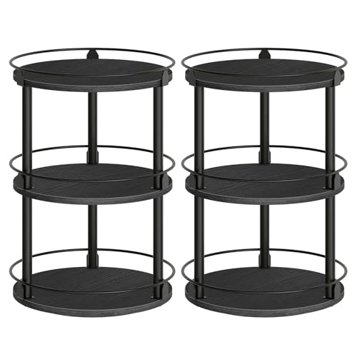 Spice Rack Set of 2 Lazy Susan Organizer (10.2" x 10.2" x 18" / Black)