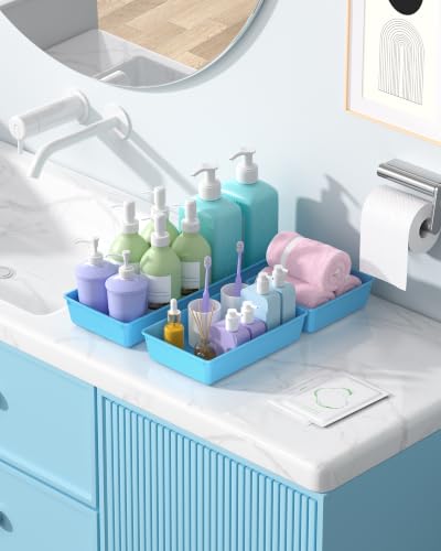 10 Pack Large Size Plastic Drawer Organizers Set (Blue)