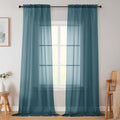 Dusty Blue Sheer Curtains for Bedroom Living Room 96 Inches Long 2 Panels (Dusty Blue / 42"W x 96"L (Pack of 2))