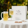Mr and Mrs Champagne Flutes for Couples Wedding Anniversary (Frosted Mr & Mrs / Set of 2（Gift box）)