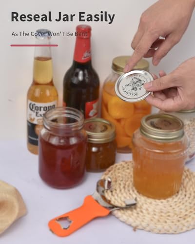 Mason Jar Opener Tool with Soft Touch Handle (Orange)