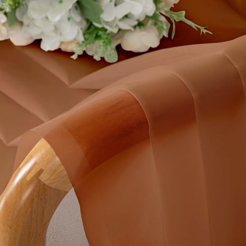 Sheer Curtains 72 Inches Long 2 Panels Set (Orange / 42"W x 72"L (Pack of 2))