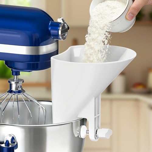 Flour Funnel for Kitchen Aid Accessories and Attachments (White)